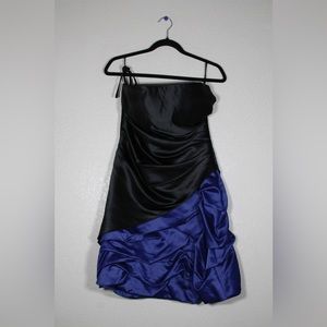 Black and Blue Ruffled Formal Dress